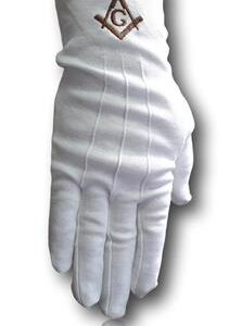 Gants Blancs 3 Griffes Équerre Compas "G" Bronze