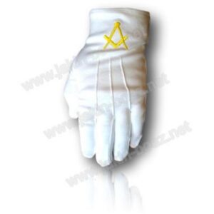Gants Blancs 3 griffes Équerre Compas Dorés